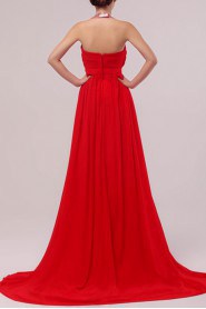 Chiffon Halter A-line Dress with Beading