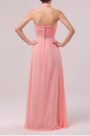 Chiffon Halter Floor Length Empire Dress with Crystal