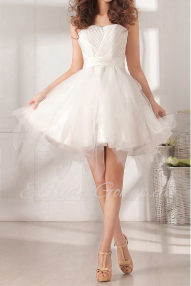 Tulle and Satin Strapless Short Dress