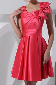 Satin Jewel Neckline Short Corset Dress with Beading