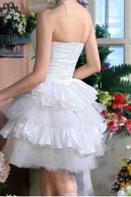 Satin and Tulle Strapless Short Dress with Sequins