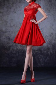 Chiffon High Collar Neckline Short Dress