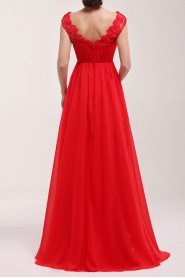 Chiffon Scoop Neckline A-line Dress with Sequins