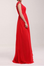 Chiffon Scoop Neckline A-line Dress with Sequins