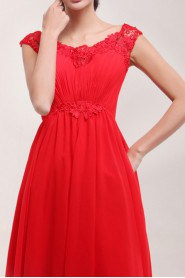 Chiffon Scoop Neckline A-line Dress with Sequins