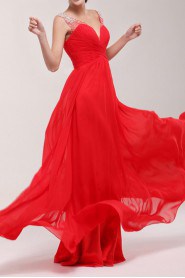 Chiffon V-neck A-line Dress with Sequins
