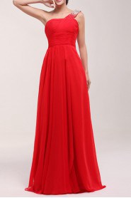 Chiffon One Shoulder Corset Dress with Sequins