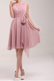 Chiffon Jewel Neckline Short A-line Dress