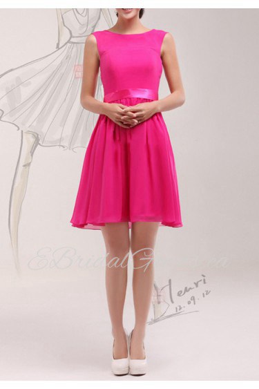 Chiffon Jewel Neckline Short A-line Dress