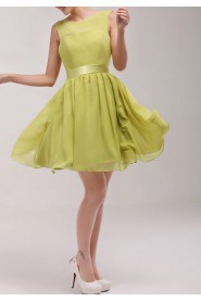 Chiffon Jewel Neckline Short A-line Dress