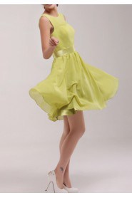 Chiffon Jewel Neckline Short A-line Dress