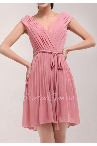 Chiffon V-neck Short Dress