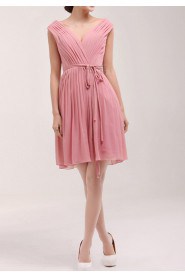 Chiffon V-neck Short Dress