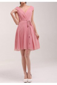 Chiffon V-neck Short Dress