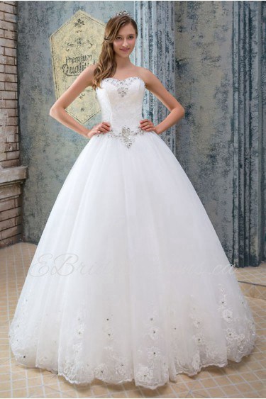 Satin,Tulle Sweetheart Ball Gown Dress with Diamond