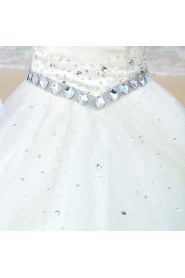 Satin,Tulle,Net Sweetheart A-line Dress with Diamond