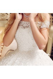 Lace,Net Off-the-Shoulder Ball Gown Dress with Bead