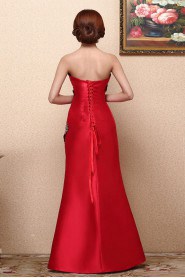 Satin Strapless Dress with Embroidered