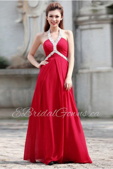 Satin Halter Dress with Diamond