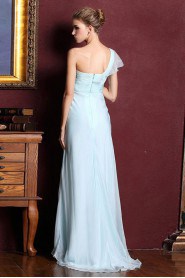 Satin One-shoulder Dress with Diamond