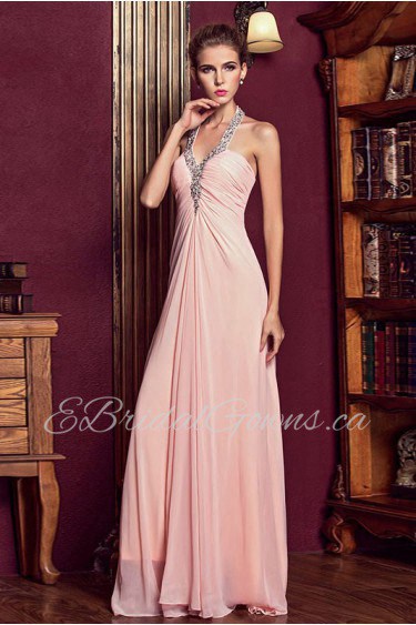 Satin Halter Dress with Diamond