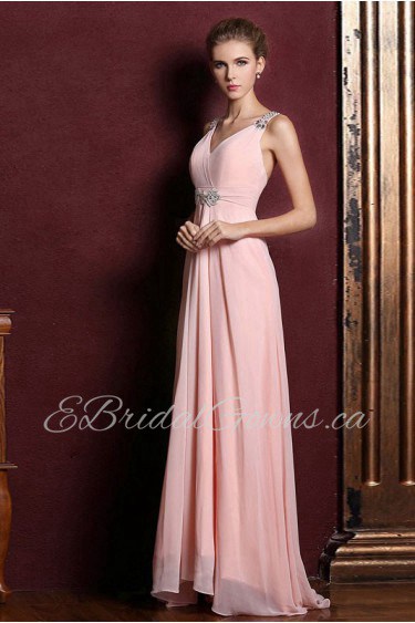 Satin V-neck Dress with Diamond