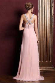 Satin V-neck Dress with Diamond