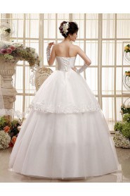 Tulle Strapless Ball Gown Dress with Handmade Flowers and 
Beading