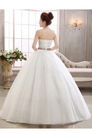 Tulle Strapless Ball Gown Dress with Bead and Handmade Flower