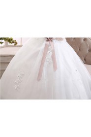 Tulle Strapless Ball Gown Dress with Bead and Handmade Flower