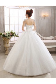 Tulle V-Neck Ball Gown Dress with Beading