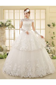 Lace High-Neck Ball Gown Dress with Sequin