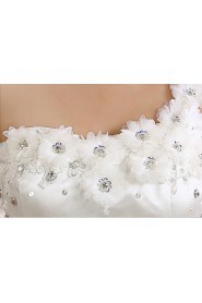 Tulle One-shoulder Ball Gown Dress with Handmade Flower