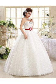 Lace Strapless Ball Gown Dress with Beading