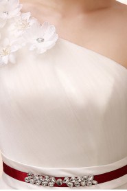 Tulle One-shoulder Ball Gown Dress with Handmade Flower