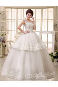 Lace One-shoulder Ball Gown Dress with Beading