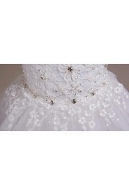 Lace High-Neck Ball Gown Dress with Bead and Beading