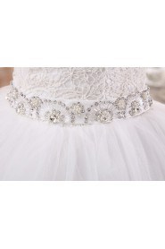 Lace and Tulle Square Ball Gown Dress with Bead