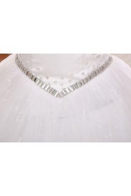 Lace and Tulle Halter Ball Gown Dress with Beading