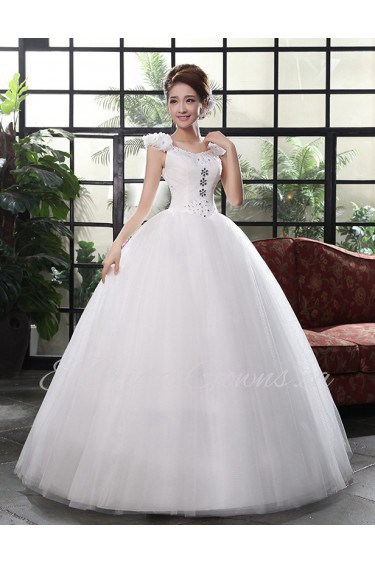 Lace and Tulle V-Neck Ball Gown Dress with Beading