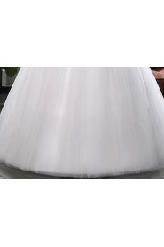 Lace and Tulle V-Neck Ball Gown Dress with Beading