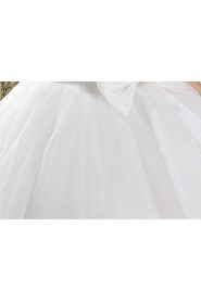 Lace and Tulle Scallop Ball Gown Dress with Bead and Bow