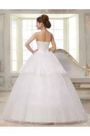 Lace and Tulle Strapless Ball Gown Dress with handmade Flower