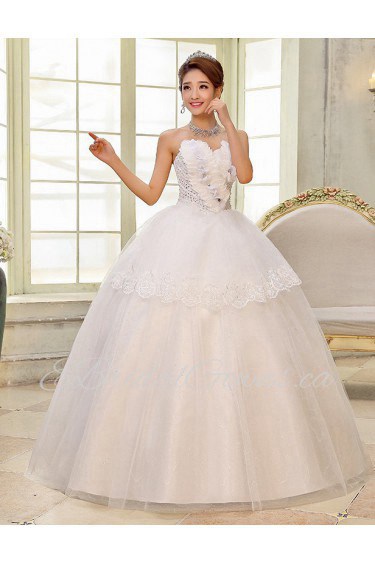 Lace and Tulle Sweetheart Ball Gown Dress with handmade Flower