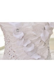 Lace and Tulle Sweetheart Ball Gown Dress with handmade Flower