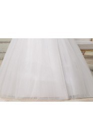 Lace and Tulle Strapless Ball Gown Dress with Beading and handmade Flower