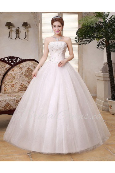 Lace and Tulle Strapless Ball Gown Dress with Beading and Sequin