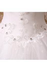 Lace and Tulle Strapless Ball Gown Dress with Beading and Sequin