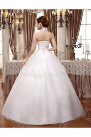 Lace and Tulle High-Neck Ball Gown Dress with Sequin and Handmade Flower