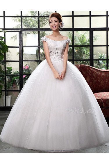 Lace and Tulle off-the-Shoulder Ball Gown Dress with Beading